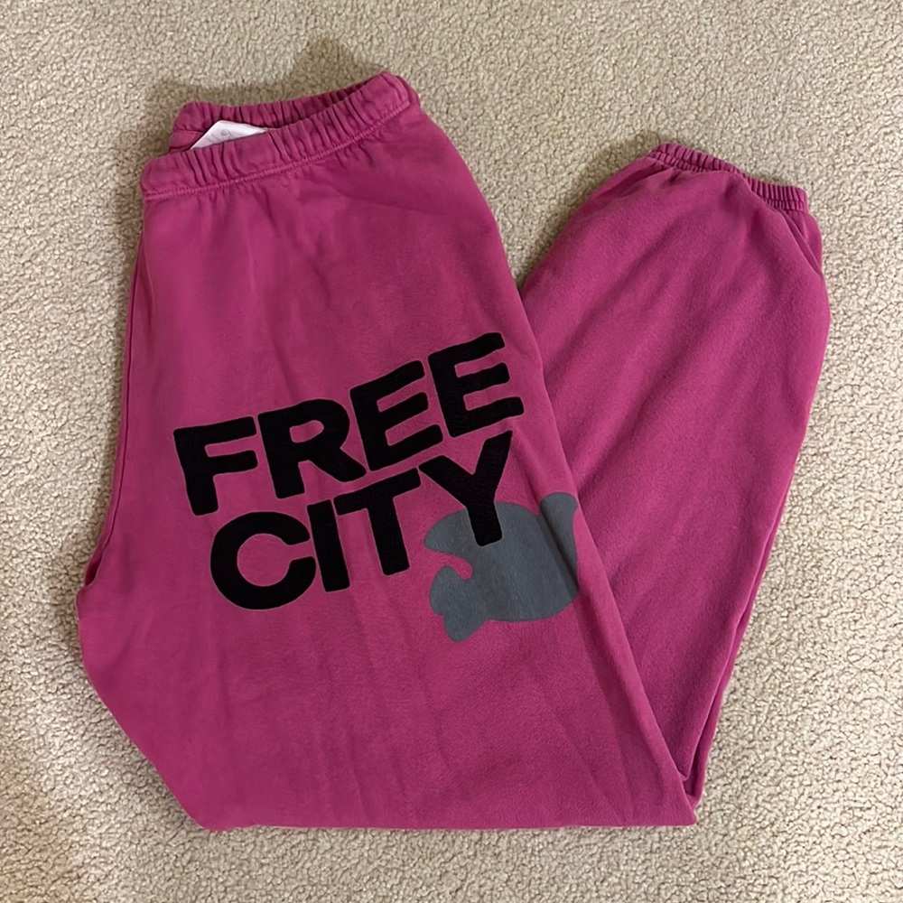 freecity Magenta Logo Sweatpants with Gray Accent